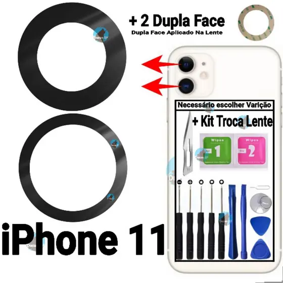 Lente Vidro Camera Traseira Para iPhone 11 Vidrinho + Cola