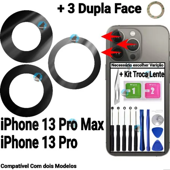 Lente da Câmera IPhone 13 Pro Max / iPhone 13 Pro Vidrinho Traseira Para iPhone 13 Pro Max / iPhone 13 Pro