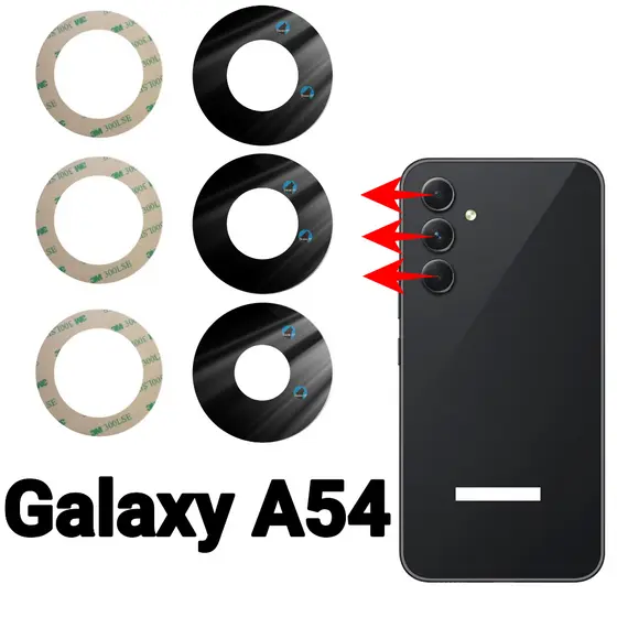 Lente Da Câmera Para Galaxy A54 5g Vidro Da Câmera Traseira Vidrinho Sm-a546e 3un