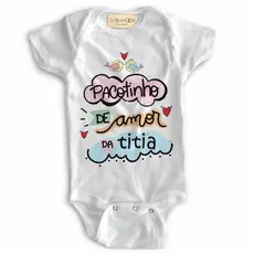 Body Bebê Personalizado - Pacotinho de Amor da Titia - Poliéster + Elastano 💝👶