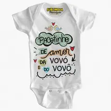 Body Bebê Personalizado – Pacotinho de Amor da Vovó e do Vovô – Poliéster + Elastano – Estica! 💚👶