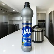 Limpa e Brilha Inox UAU Geladeira Fogão Panelas Multiuso Alto Poder de Limpeza Brilho Intenso