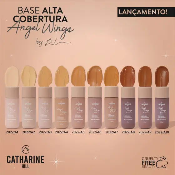 Base Líquida Alta Cobertura Pri Lessa Catharine Hill A Prova Dágua Matte 40ml
