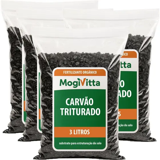 Carvão Vegetal Triturado Substrato 100% Orgânico Para Vasos Jardins Hortas Flores Horquideas
