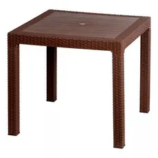 Mesa Quadrada Rattan 4 Lugares Plástico Reforçado Desmontável Área Externa Jardim Churrasqueira