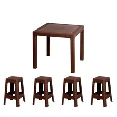 Mesa Com 4 Banquetas Piscina Área Externa Plástico Rattan Resistente