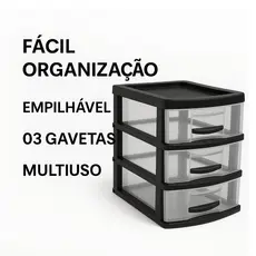 Gaveteiro Multiuso Jaguar 3 Gavetas Organizador Escritório Cozinha Sala Resistente