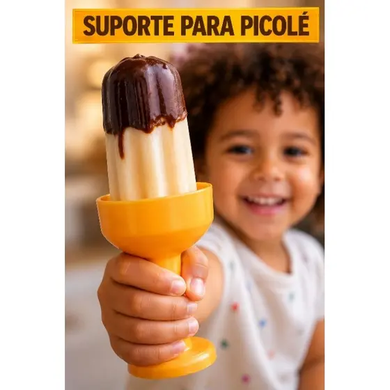 Suporte de Picolé Infantil e para Idosos - Picolé Fácil, Sem Sujeira, Biodegradável