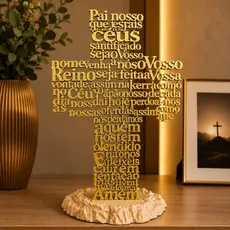 Cruz Pai Nosso Decorativa - Oração Completa | Decoração Religiosa Cristă para Mesa ou Ambientes