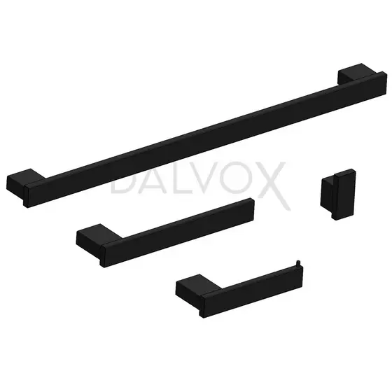 Kit Banheiro Acessórios Inox Preto Fosco Toalheiro Simples 4 Peças 60cm