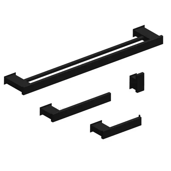 Kit De Acessórios Para Banheiro Linha Premium Com Acabamento Espelho Preto Fosco