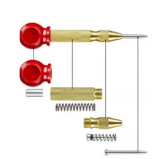 PINO PARA PUNÇÃO DE CENTRO. MATERIAL: AÇO CARBONO. MEDIDA: 12,8CM. COR: DOURADO E VERMELHO.