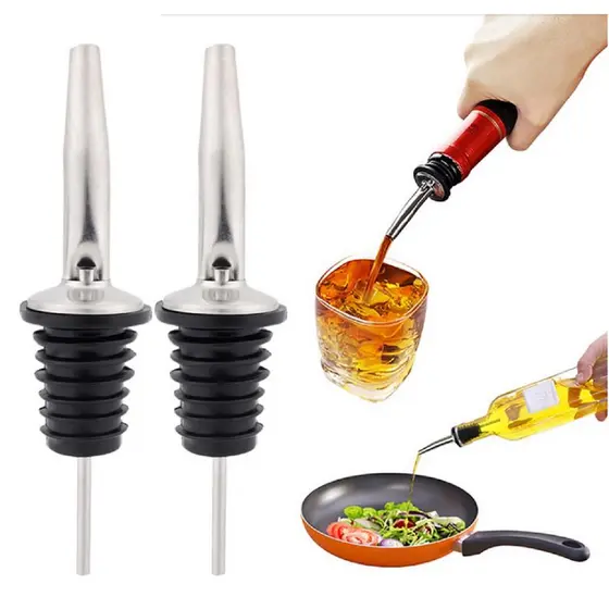 Kit 02 Bico Dosador Inox Biqueira de Garrafa Bar Bartender Bebidas Vodka Drink Tequila
