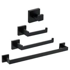 Kit Banheiro Aço Inox Preto Fosco Linha Luxo Premium 4 Peças