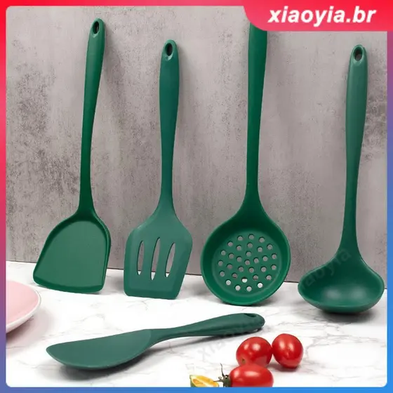 Conjunto de 1 peça de utensílios de cozinha de silicone: espátula, colher de sopa, colher de arroz, utensílios