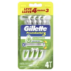 Aparelho de Barbear Gillette Prestobarba3 Sensitive Leve 4 Pague 3
