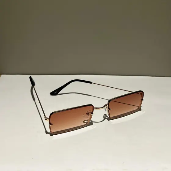 Óculos de sol feminino masculino armação metal sem aro retangular cores uv