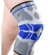 Joelheira Ortopédica de Compressão c/ Silicone Cinza e Azul
