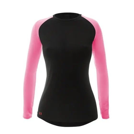 Camisa Térmica Feminina Dual Preta UV50+ Manga Rosa Longa