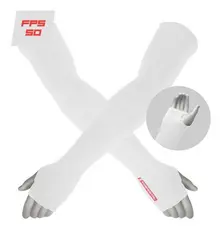 Manguitos Proteção Uv 50 Ciclismo Compressão Manga Braço Branco