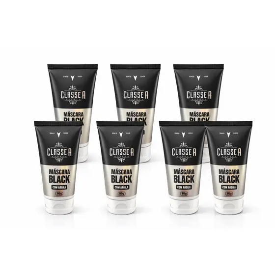 6x Máscara Facial Black Classe A 60g Peel Off Com Argila Preta Removedora De Cravos E Oleosidade 6UN