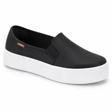 Tênis Slip On Feminino Plataforma Moleca Casual Confortável Solado Alto Antiderrapante Preto Nude