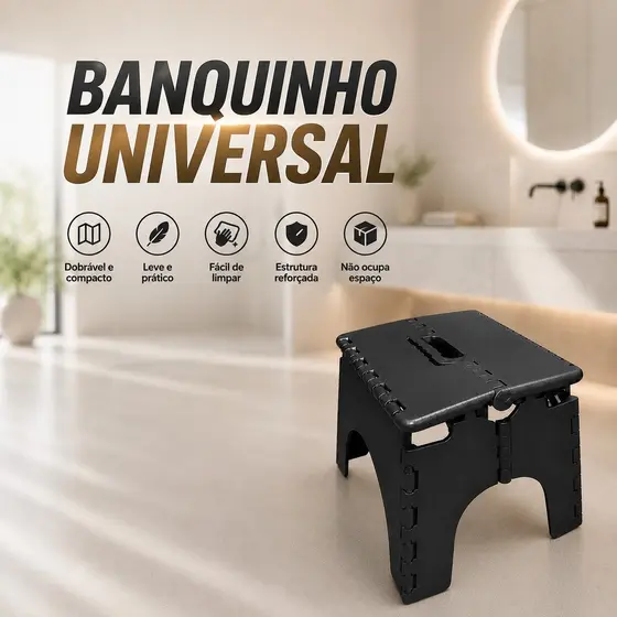 Banqueta Banquinho Plástico Dobrável Reforçado Compacto Multiuso