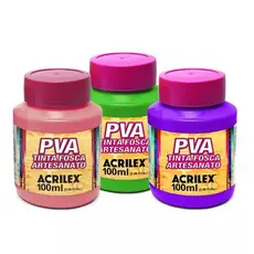 Tinta PVA Fosca Acrilex 100ml para Artesanato Madeira MDF Isopor e Cerâmica