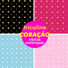 Tecido Tricoline Premium 100% Algodão 50cm x 1,50m Estampa Coração Patchwork