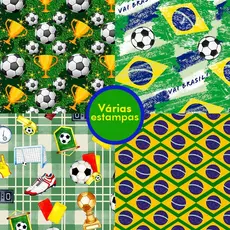 Tecido Tricoline Digital 100% Algodão 0,50mt x 1,50mts Copa do Mundo Tricolandia