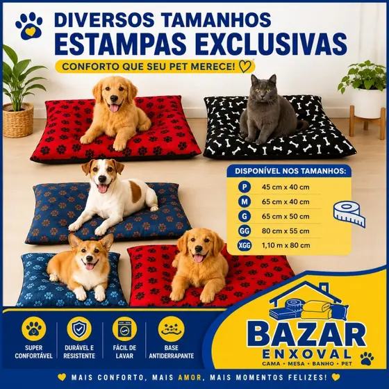 Cama Pet Estampada Para Cães E Gatos Macia Confortável Vários Tamanhos