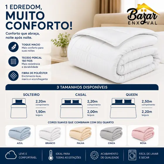 Edredom 150 Fios Percal Conforto Premium – Diversos Tamanhos