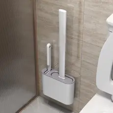 Escova de Silicone 2 em 1 para Vaso Sanitário - Base de Banheiro Privada, Alta Eficiênci
