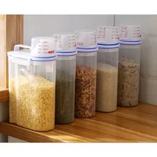 Kit Potes Herméticos 2L Premium Com Medidor Organizador De Alimentos Mantimentos Arroz