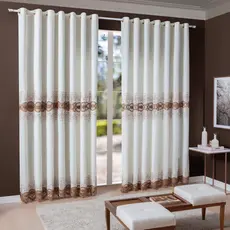 Cortina Gripim janela bordada  Com Forro 2.80m X 1.90m