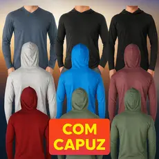 Camiseta Manga Longa Com Capuz P/ Trabalhador Proteção Sol Blusa Manga Longa