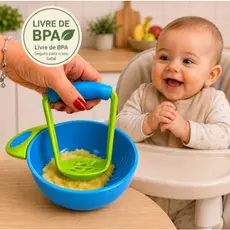 Kit Para Fazer Papinha Tigela e Amassador P/ Comida Frutas Legumes Pratinho de Criança