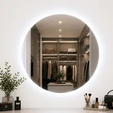 Espelho Redondo com LED Sem Fio 40 50 60 cm Lapidado Banheiro e Quarto