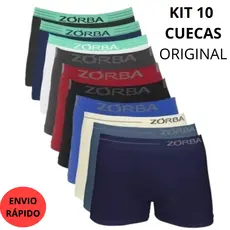 KIT 10 Cuecas Tamanho P - Boxer Zorba Original Microfibra Masculina
