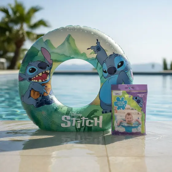 Boia Circular Inflável Stitch Redonda Piscina Praia Disney Cor Boia Stitich Colorida 18 KG