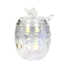 Açucareiro Com Colher De Vidro Bee Transparente/Rainbow Furta-Cor 230 ml Abelha