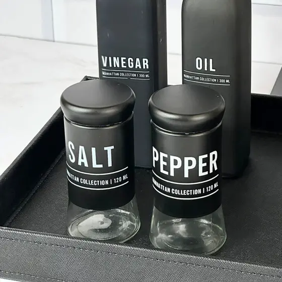 Kit Porta Saleiro Pimenteiro Manhattan Em Vidro 120ml 2 Pçs