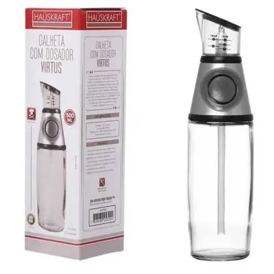 Galheteiro Vidro Azeita Com Dosador Premium Haüskraft 500ml