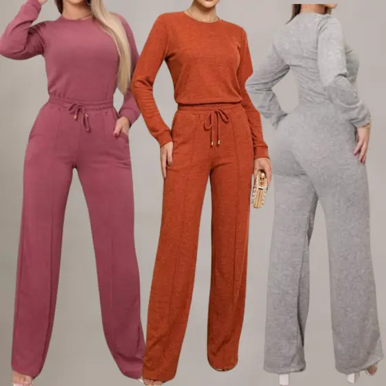 Conjunto Feminino Lãzinha Inverno Pantalona Manga Longa Conjunto Inverno