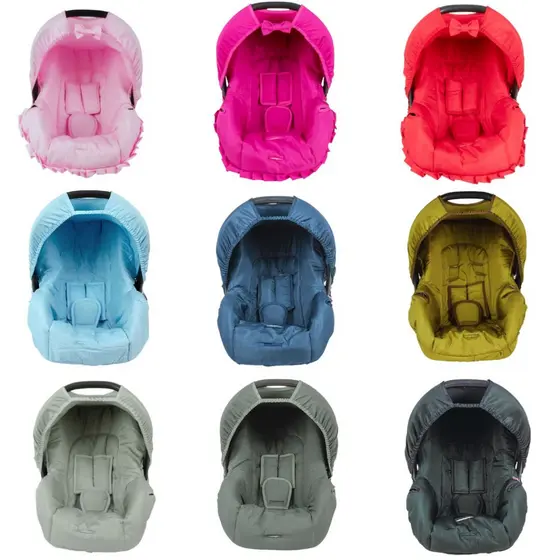 Kit Capa Para Bebê Conforto 4 Peças Acolchoada Fofinha Universal - Cores Lisas - Alan Pierre Baby