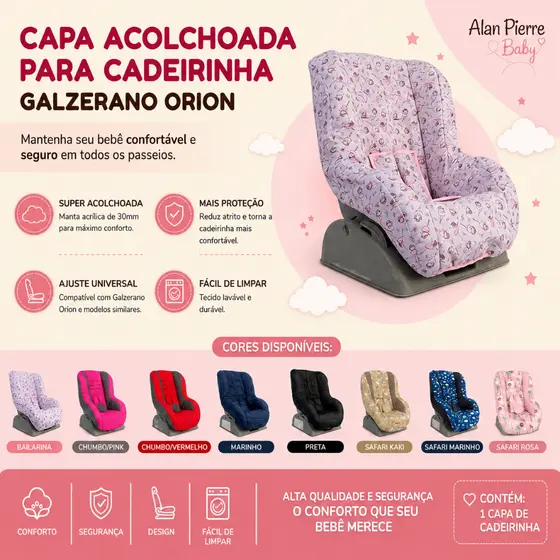 CAPA PARA CADEIRINHA DE AUTO ACOLCHOADA,PROTETOR CADEIRA DE CARRO INFANTIL GALZERANO ORION