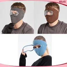[Grace_sz] Capacete Facial De Lã Polar Antiembaçante Com Óculos Removíveis À Prova De Vento , Evita Raios , Poeira , Tem