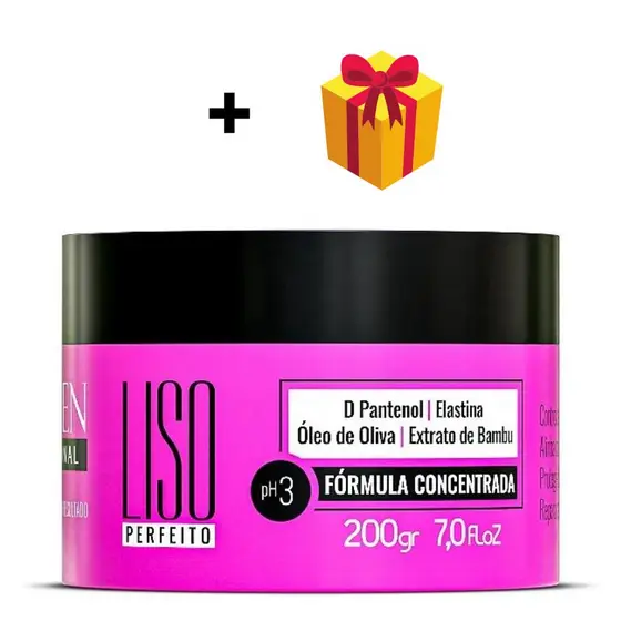 Liso Perfeito máscara cabelo menos frizz e menos volume termoativado 200 gr