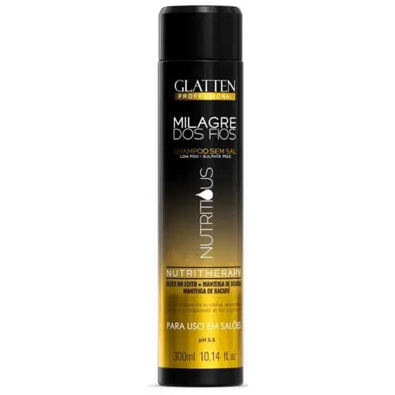 Shampo Milagre dos fios Nutritious para cabelo Glatten profissional Nutrição 300 ml