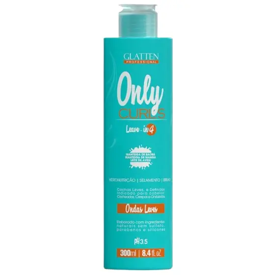 Leave-in Only Curls 300ml Glatten Cachos definidos e tratados